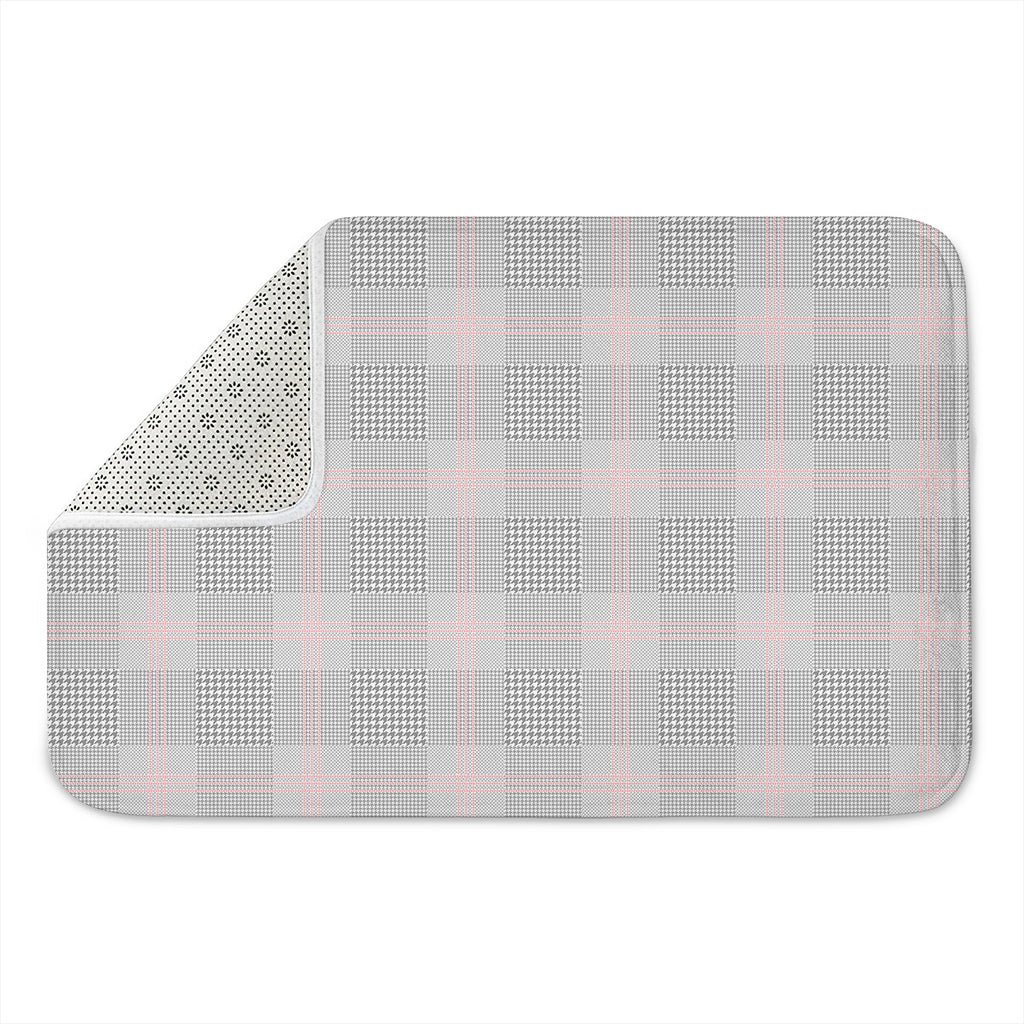 Grey Prince of Wales Check Print Indoor Door Mat