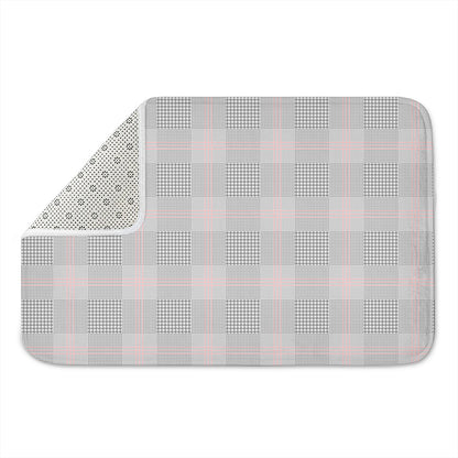 Grey Prince of Wales Check Print Indoor Door Mat