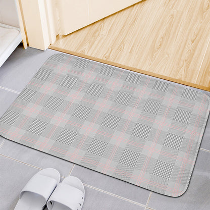 Grey Prince of Wales Check Print Indoor Door Mat
