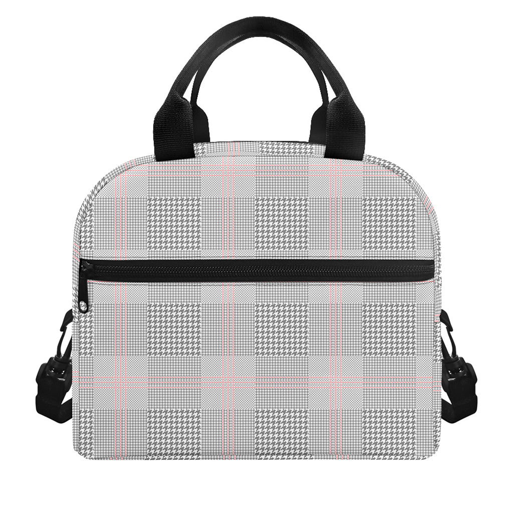 Grey Prince of Wales Check Print Insulated Lunch Bag