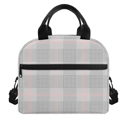 Grey Prince of Wales Check Print Insulated Lunch Bag