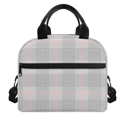 Grey Prince of Wales Check Print Insulated Lunch Bag