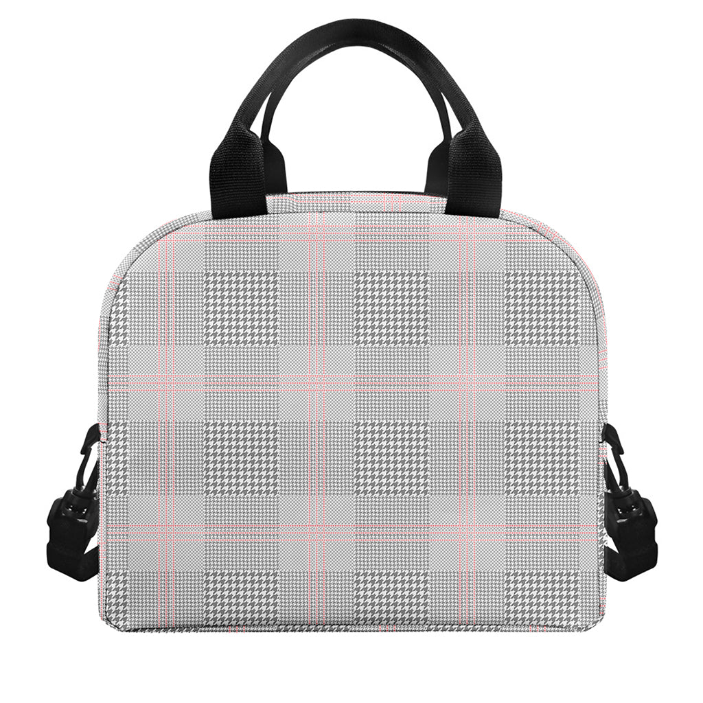 Grey Prince of Wales Check Print Insulated Lunch Bag