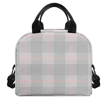Grey Prince of Wales Check Print Insulated Lunch Bag