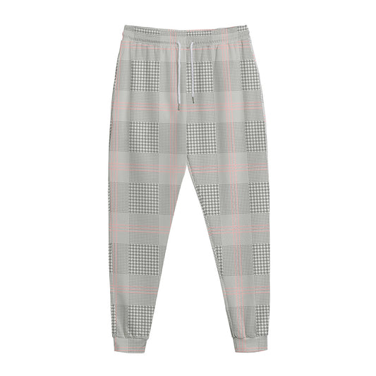 Grey Prince of Wales Check Print Jogger Pants