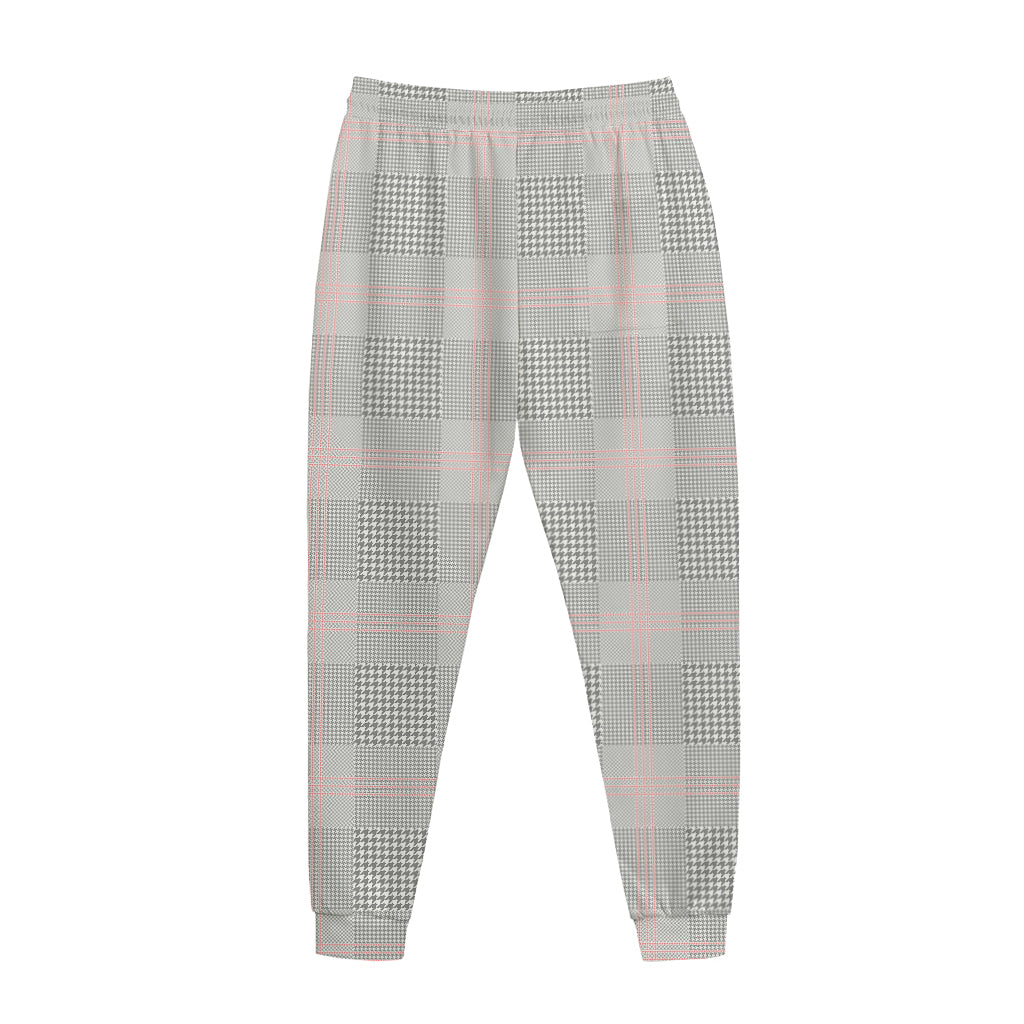 Grey Prince of Wales Check Print Jogger Pants