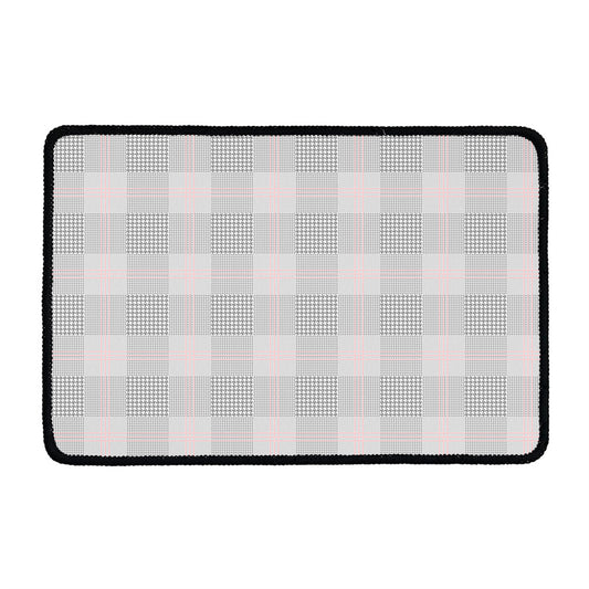 Grey Prince of Wales Check Print Kitchen Mat