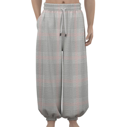 Grey Prince of Wales Check Print Lantern Pants