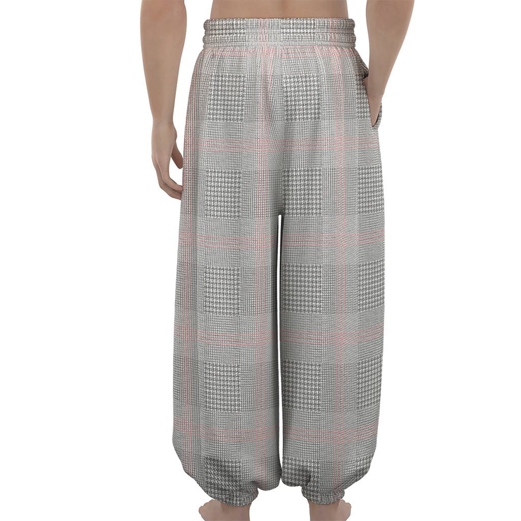 Grey Prince of Wales Check Print Lantern Pants