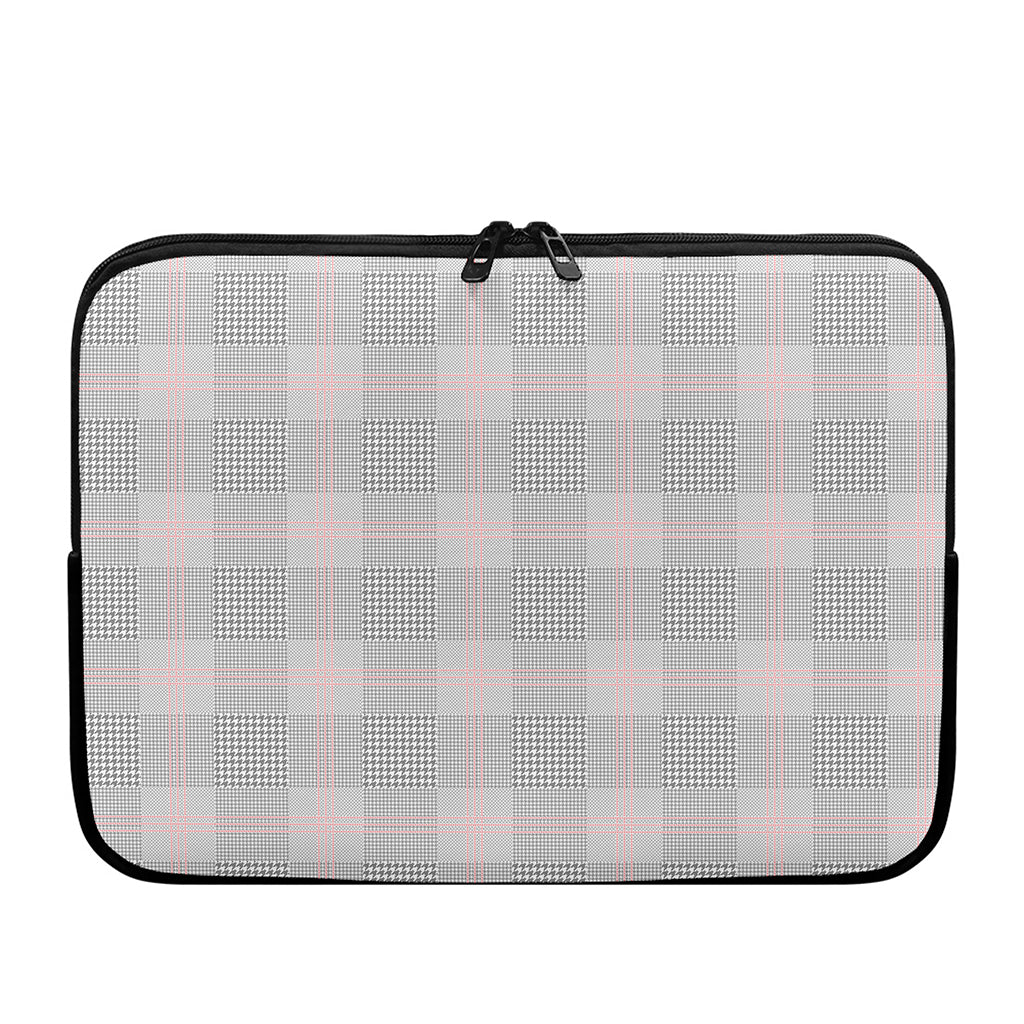 Grey Prince of Wales Check Print Laptop Sleeve