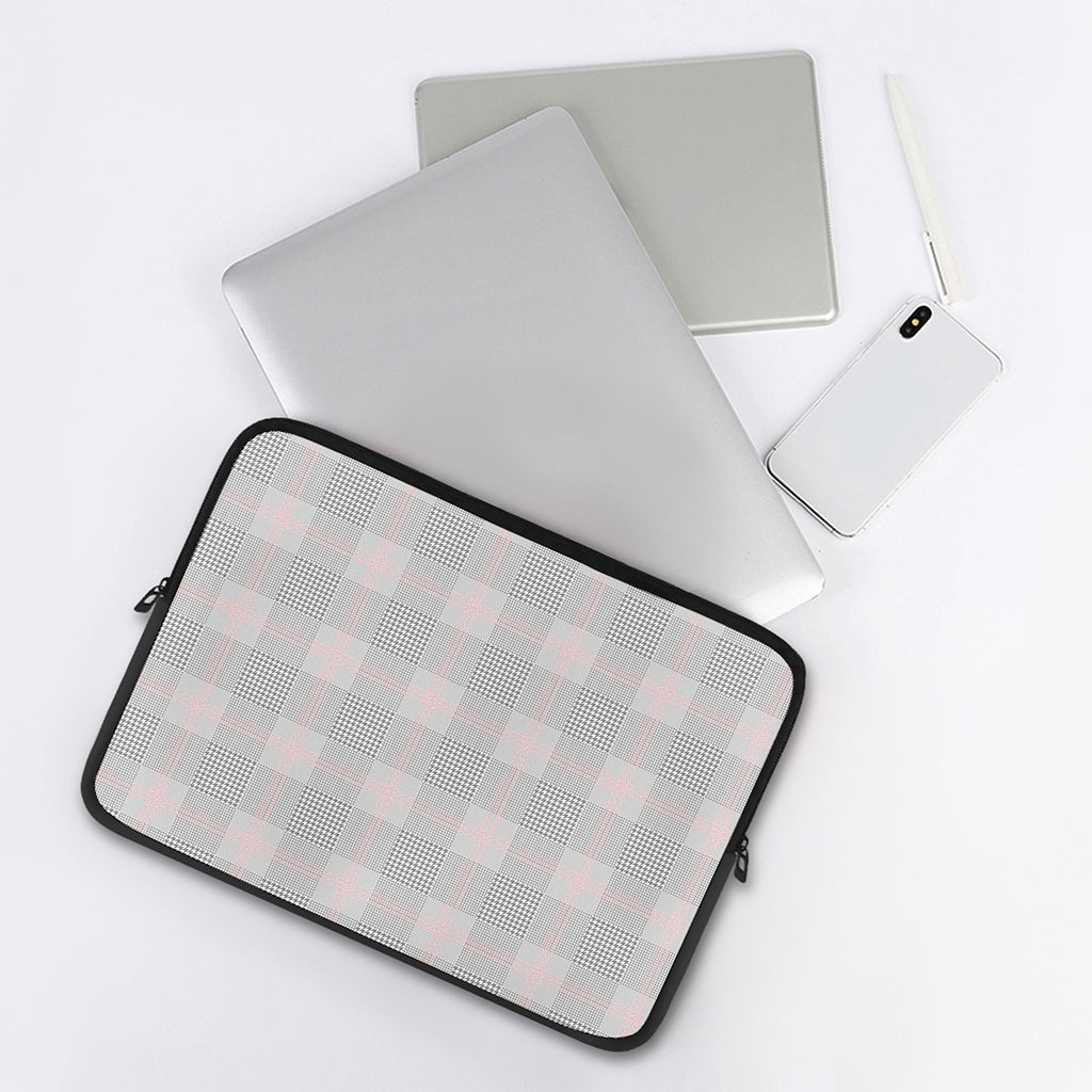 Grey Prince of Wales Check Print Laptop Sleeve