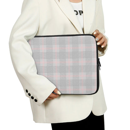 Grey Prince of Wales Check Print Laptop Sleeve