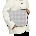 Grey Prince of Wales Check Print Laptop Sleeve