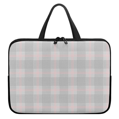 Grey Prince of Wales Check Print Laptop Sleeve With Handle