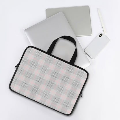 Grey Prince of Wales Check Print Laptop Sleeve With Handle