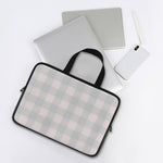 Grey Prince of Wales Check Print Laptop Sleeve With Handle