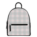 Grey Prince of Wales Check Print Leather Backpack