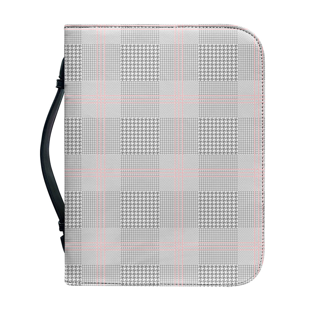 Grey Prince of Wales Check Print Leather Bible Cover