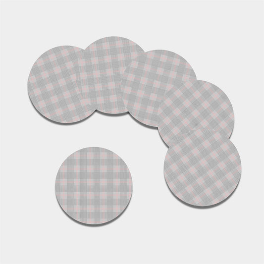 Grey Prince of Wales Check Print Leather Coaster Set