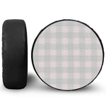 Grey Prince of Wales Check Print Leather Spare Tire Cover