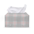 Grey Prince of Wales Check Print Leather Tissue Box Cover