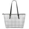 Grey Prince of Wales Check Print Leather Tote Bag With Zipper
