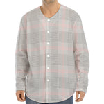 Grey Prince of Wales Check Print Long Sleeve Baseball Jersey