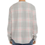 Grey Prince of Wales Check Print Long Sleeve Baseball Jersey