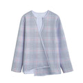 Grey Prince of Wales Check Print Long Sleeve Short Coat