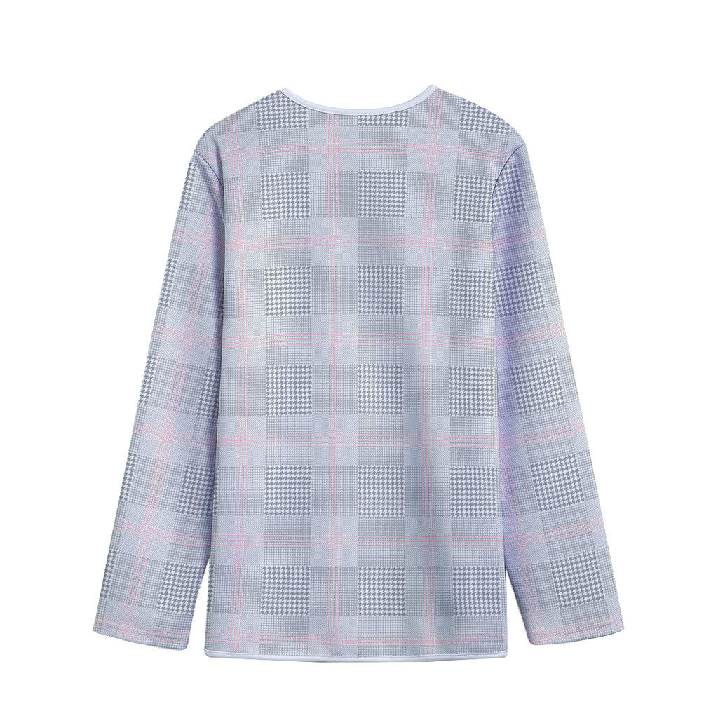 Grey Prince of Wales Check Print Long Sleeve Short Coat