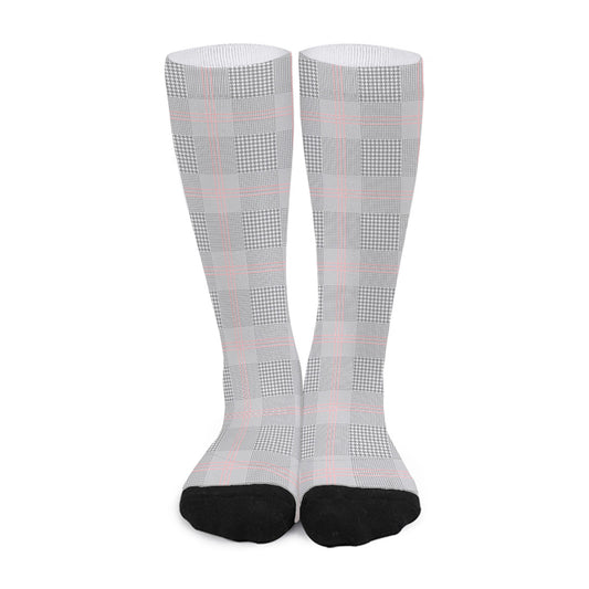 Grey Prince of Wales Check Print Long Socks