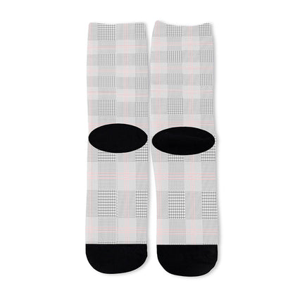 Grey Prince of Wales Check Print Long Socks