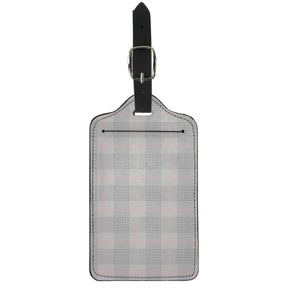 Grey Prince of Wales Check Print Luggage Tag