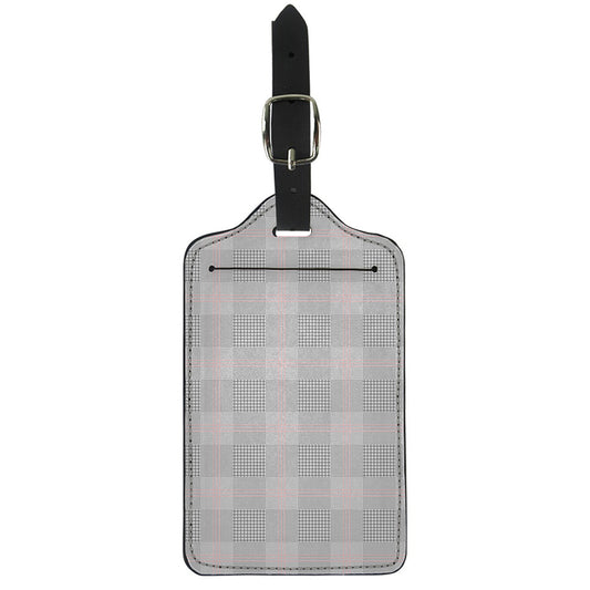 Grey Prince of Wales Check Print Luggage Tag
