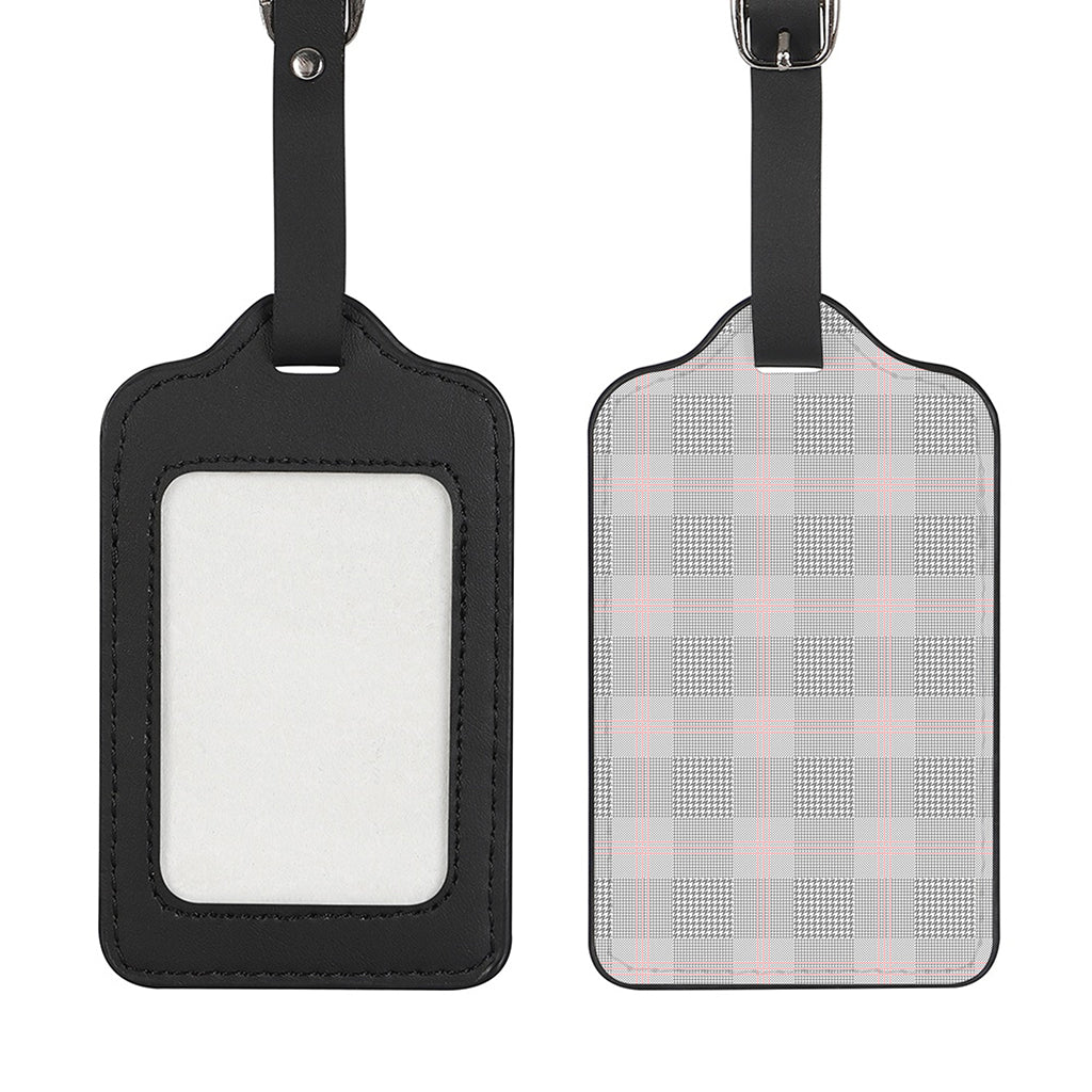 Grey Prince of Wales Check Print Luggage Tag