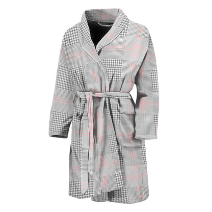 Grey Prince of Wales Check Print Men's Bathrobe