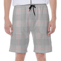Grey Prince of Wales Check Print Men's Beach Shorts