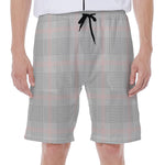 Grey Prince of Wales Check Print Men's Beach Shorts