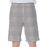 Grey Prince of Wales Check Print Men's Beach Shorts