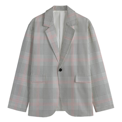 Grey Prince of Wales Check Print Men's Blazer