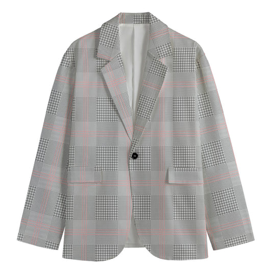Grey Prince of Wales Check Print Men's Blazer