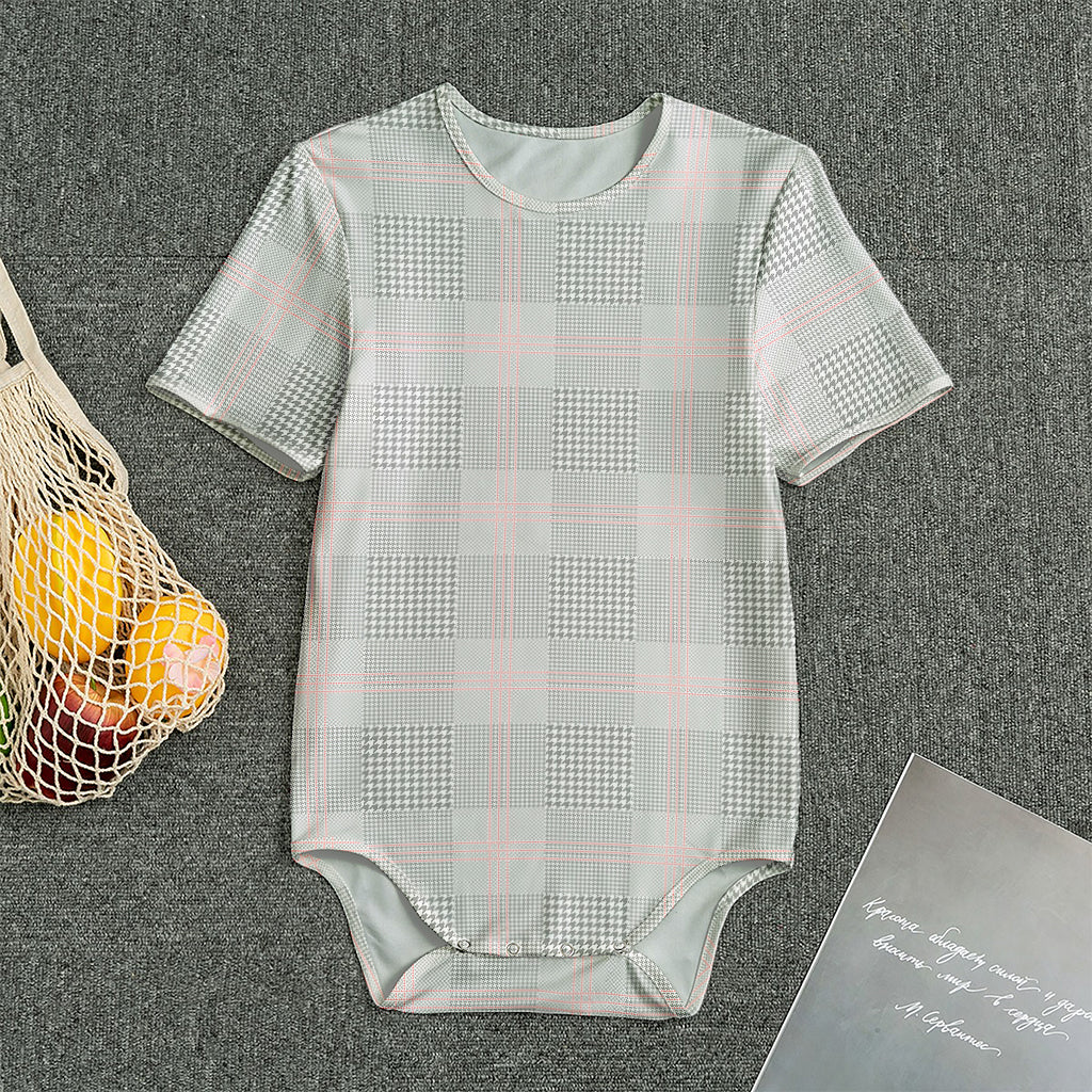 Grey Prince of Wales Check Print Men's Bodysuit