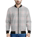 Grey Prince of Wales Check Print Men's Bomber Jacket