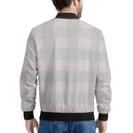 Grey Prince of Wales Check Print Men's Bomber Jacket