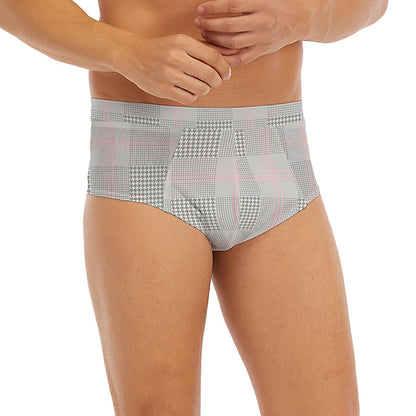 Grey Prince of Wales Check Print Men's Briefs