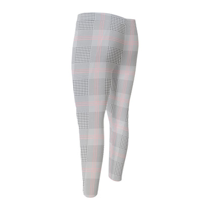 Grey Prince of Wales Check Print Men's Compression Pants