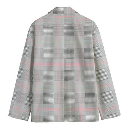 Grey Prince of Wales Check Print Men's Cotton Blazer