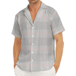 Grey Prince of Wales Check Print Men's Deep V-Neck Shirt