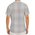 Grey Prince of Wales Check Print Men's Deep V-Neck Shirt