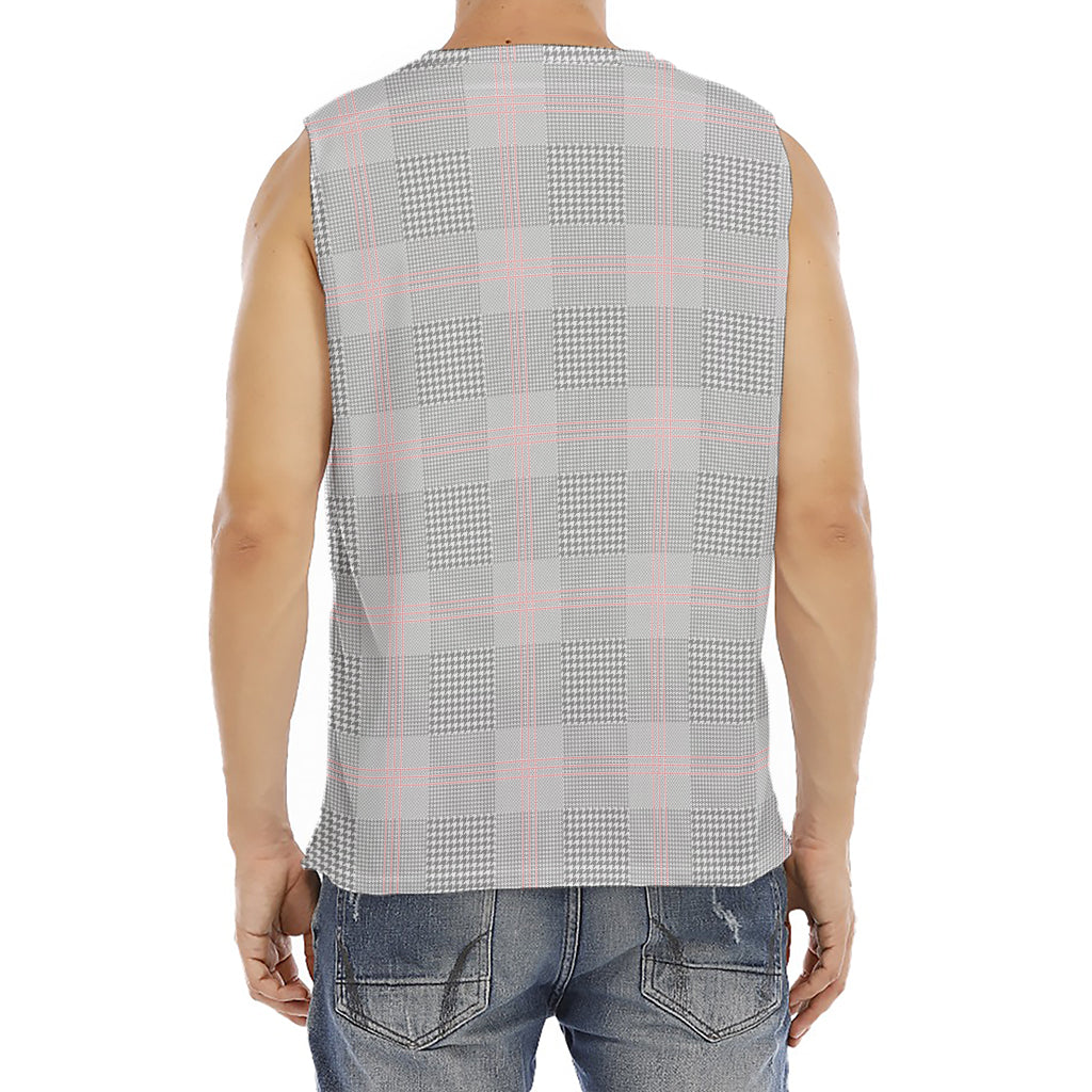 Grey Prince of Wales Check Print Men's Fitness Tank Top